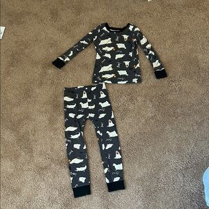 Kids Halloween Pajamas with Dog Print - Black and White